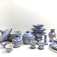 ราคา ถ้วยเซรามิค จานเซรามิค โถอัฐิ พาน ถ้วยจาน แจกันลายไทย ชุดหน้าพระ รวมของใช้ในบ้าน ลายไทย ลายคราม (25259810729)