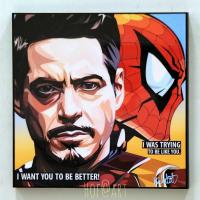 ราคา Iron man + Spider man ไอรอนแมน สไปเดอร์แมน รูปภาพ​ติด​ผนัง​ pop art Marvel กรอบรูป แต่งบ้าน ของขวัญ (7134996393)