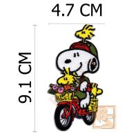 ราคา ตัวติดเสื้อ ตัวรีดเสื้อ อาร์ม Armpatch งานปักผ้า​ สนูปปี้ Snoopy ธีม ขี่จักรยาน A138 (22071845545)