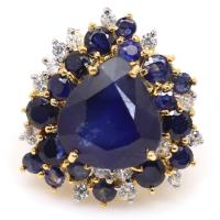 ราคา แหวนพลอยแท้ ไพลิน-น้ำเงิน (Blue Sapphire) ล้อม เพทาย-ขาว เงินแท้ 925 ชุบทอง18k ไซร์แหวน 7.25 (41305997857)