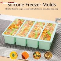 ราคา ซัมม์ แม่พิมพ์แช่แข็งอาหารพร้อมฝาปิดแม่พิมพ์น้ําแข็งขนาดใหญ่พิเศษซิลิโคนทนทานนํามาใช้ใหม่4กริดถาดแช่แข็ง (42074176826)