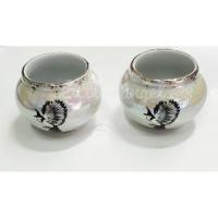 ราคา แก้วน้ำนกปรอทจุก แก้วเคลือบสีขาวมุก สกรีนรูปนกปรอทจุก-ขอบทอง (1คู่) (4334329864)