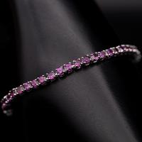 ราคา สร้อยข้อมือพลอยโกเมนแท้สีม่วงหรือพลอยโรโดไลท์(Rhodolite)พลอยแท้ เรือนเงินแท้92.5%ชุบทองคำขาว ยาว18ซม พลอยแท้ (22950569213)