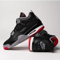 ราคา ♞Jordan Air Jordan 4 Nike Black ash red Vintage basketball shoes รองเท้าบาสเก็ตบอล【100% Authentic】 (43153941586)