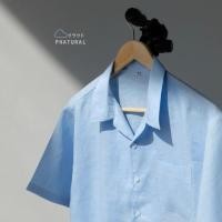 ราคา เสื้อแขนสั้นคอฮาวายสีฟ้าพาสเทล (16877779128)