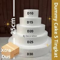 ราคา แพ็คเกจเค้กดัมมี่โฟมทรงกลมขนาด 25 ซม. 5 ชั้น กล่องเสริม (42269587519)