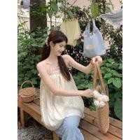 ราคา (T312) ️ เสื้อสายเดี่ยวสีครีมหวาน ขนาดฟรีไซส์ (25250210338)