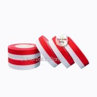 ราคา MERAH ริบบิ้นผ้าซาตินสีแดงและสีขาว ขนาด 1 นิ้ว / ริบบิ้นสีแดงและสีขาว 2.54 ซม. - หน่วย (54451552791)