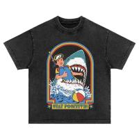 ราคา (จัดส่งตลอด 24 ชั่วโมง)เสื้อยืดฟอก เสื้อยืด Oversize เสื้อยืดผู้ชาย Oversize ลายฉลามวินเทจ (41758773532)