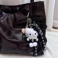 ราคา Black White kt Bow Keychain miu Series Cute KT Bag Pendant Black 8 Dice Keychain Accessories P979 (56451736793)