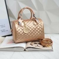 ราคา Keep Metallic Rose Quited Leather Pillow Bag (กระเป๋าแบรนด์เนมของแท้งานShop) (1011526578)