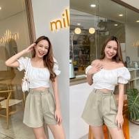 ราคา เสื้อครอปแขนตุ๊กตา เสื้อครอปแขนสั้น ผูกหลัง (17264110355)