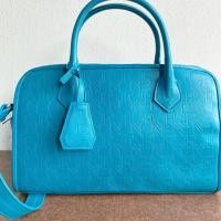 ราคา Fly Now แท้ มือสอง กระเป๋าถือ สะพาย crossbody ได้ สีเขียวอมฟ้า ขนาด 12 นิ้ว (20886226379)