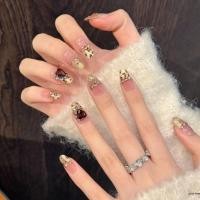 ราคา กดบนเล็บเสือดาวพิมพ์แมวตาเล็บปลอมกับ พลอยเทียม แฮนด์เมดฤดูใบไม้ร่วงฤดูหนาวสวมใส่เล็บสําหรับผู้หญิง (48400772160)