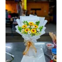 ราคา ช่อดอกไม้ลวดกำมะหยี่ ช่อดอกทานตะวัน ช่อสีขาว (42073727911)