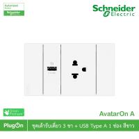 ราคา Schneider Electric ชุดเต้ารับเต้ารับเดี่ยว 3 ขา + USB 1 ช่อง ประกอบสำเร็จรูป สีขาว - A70426USB_UST_WE - ชไนเดอร์ (13254905340)