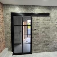 ราคา (ถูกที่สุด)YTประตูบานเลื่อนสไตล์ลอฟท์กรอบอลูมิเนียมสีดำกระจกสีชาดำ (21382507466)