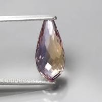 ราคา 5.80 ct พลอยแท้ พลอยดิบ อเมทริน (Ametrine) ทรงหยดน้ำ เหลี่ยมสับปะรด สีม่วง เหลือง แทนซาเนีย (48850550443)