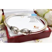 ราคา กำไลข้อมือเงินแท้ 92.5% กำไลหัวบัว แบบเกลี้ยง รมดำ แบบโปร่งหนา ไม่ตัน ปรับ size ได้ HAN0060 (270022748)