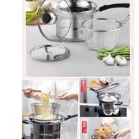 ราคา หม้ออเนกประสงค์ Multi-purpose Pot หม้อต้ม หม้อนึ่ง หม้อทอด หนาในชุดเดียว 1ชุด มี4ชิ้น หม้อนึ่งสแตนเลส 22cm (7362878850)