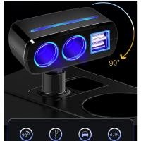 ราคา tc043-ตัวเพิ่มช่องจุดบุหรี่ในรถ 2ช่อง และ Port USB 2 ช่อง Car Charger (23380816898)