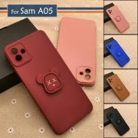 ราคา Samsung Galaxy A05 Plain DIY Bear Stand Ring I-Ring Back Silicone Case TPU Soft Cover Casing Mobile Housing (41326561370)