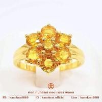 ราคา แหวนพลอยบุษราคัมจันท์แท้ พลอยธรรมชาติ เนื้อใส น้ำทอง สีสวย คัดพิเศษ น้ำหนักรวม 3 กะรัต ตัวเรือนทองคำแท้ 90% พลอยแท้ (22855990431)