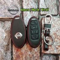 ราคา ซองหนังแท้ใส่รีโมทรถยนต์ ครอบกุญแจรถ กรอบกุญแจรถ เคสกุญแจรถยนต์ ซองกุญแจหนังสีดำ NISSAN รุ่น Almera (28056520197)