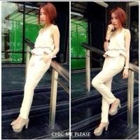 ราคา ชุดผู้หญิง ชุดเซต 2 ชิ้น เสื้อสายเดี่ยว+กางเกงขายาว ผ้าไหมอิตาลีเนื้อดี (13910972259)