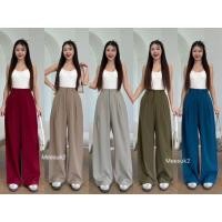 ราคา กางเกงเอวสูงขากระบอกใหญ่จีบทวิสหน้า ผ้าลิลลี่ #ทรงสะโพกใหญ่ Meesuk2 (27111333771)