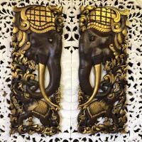 ราคา ไม้สัก ไม้สักแกะสลัก ลายช้างแม่-ลูก ปัดทอง Set คู่ ขนาด 35x90 ซม. งานไม้สัก ไม้ฉลุ ไม้แกะสลักติดผนัง เฟอร์นิเจอร์ไม้สัก (20834235265)