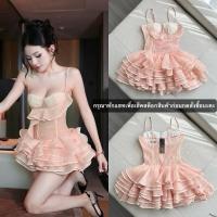 ราคา งานป้าย KITTI-T เดรสออกงานสีส้ม เดรสสั้นสายเดี่ยวช่วงเอวแต่งลูกไม้ซีทรู กระโปรงระบายชั้นๆ (28989990580)