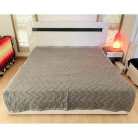 ราคา ผ้าห่ม หรือผ้าคลุมเตียง ขนาด 6-6.5ฟุต สีเทาเข้มลายกราฟฟิกขอบผ้าสาลูสีเทา ยี่ห้อ Amante มือสองขายตามสภาพ สินค้าเกาหลีแท้ (26352664493)