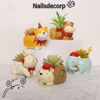 ราคา NAILSDECOR การ์ตูนดอกไม้หม้อ,สัตว์รูปเรซิ่น Succulent Planter,น่ารักเดสก์ท็อปกระต่าย Reindeer สัตว์กระถางดอกไม้บ้าน (42824018293)