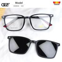 ราคา กรอบแว่นสายตา GEZE Clip-On รุ่น 22203 - C2 เต็มกรอบสีดำด้าน คลิปออนแม่เหล็ก เลนส์กันแดดPolarized (26907392363)