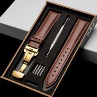 ราคา ชั้นแรก หนังวัว สายนาฬิกาผู้ชายสายหนังแท้ผู้หญิงธรรมดาสานผีเสื้อหัวเข็มขัดนุ่มกันน้ํานาฬิกาอุปกรณ์เสริมกล่องของขวัญ (47251957252)