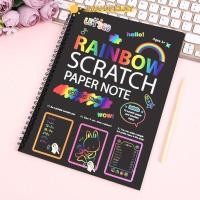 ราคา JIWANARCLAY สมุดระบายสี, ภาพวาดไม้ Stick Magic Scratch กระดาษ, การ์ตูนสายรุ้ง DIY ของเล่นเพื่อการศึกษา Scratch Book สําหรับเด็ก (40963994714)