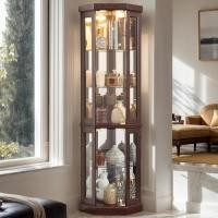 ราคา ตู้ Curio มุมกระจกไฟ 70", ตู้โชว์พร้อมประตูกระจกนิรภัยที่หรูหรา, ตู้จีนพร้อมหลอดไฟ, (49151451594)