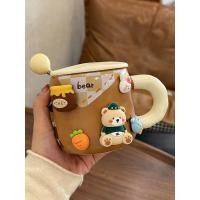 ราคา แก้วเซรามิค แก้วกาแฟ แก้วหมีน่ารักพร้อมฝาปิดช้อนครัวเรือนคู่ถ้วยน้ําเซรามิกของที่ระลึกของขวัญวันเกิดสาวถ้วยกาแฟ (46200271056)