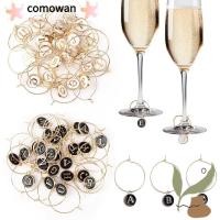 ราคา KOWAN 26 ชิ้นแก้วไวน์เครื่องหมาย, DIY โลหะแก้วไวน์ Charm แหวน,แฟชั่นตัวอักษรจี้ป้ายไวน์แก้วไวน์ Hoops สร้อยคอเครื่องประดับอุปกรณ์เสริม (56502495818)