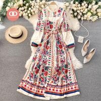 ราคา 213 เดรสยาวพิมพ์ลายโบฮีเมี่ยน ใส่สบายๆ สไตล์อินเดีย (18439172714)