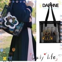 ราคา DAPHNE Beach Tote Bag, with Zipper Wash Bag, Portable Nylon Mesh Flower Cartoon Transparent Bag Woman (57252290858)