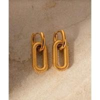 ราคา ต่างหูห่วงทองทรงรี Replaceable chain hoop design earrings (56700183230)
