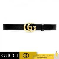 ราคา NEW เข็มขัด GUCCI LEATHER BELT WITH DOUBLE G BUCKLE (BLACK) (28969365606)
