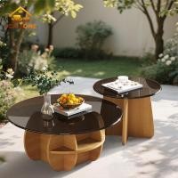 ราคา โต้ะกลาง โต๊ะกลางโซฟา โต๊ะกาแฟ กระจกนิรภัย+ขาโต๊ะไม้โอ๊ค ติดตั้งง่าย แข็งแรงและทนทาน หลายสไตล์พร้อมส่ง A (29274128246)