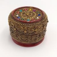 ราคา กล่องไม้ เดินเส้น สีทองโบราณล้านนา ลายไทย ตลับไม้ 4 นิ้ว (4340354384)