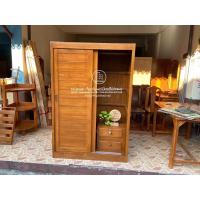 ราคา ตู้เสื้อผ้าบานสไลด์ไม้สัก (18265037681)