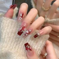 ราคา เล็บปลอมยาวเล็บกุหลาบ French Camellia Pearl กดบนเล็บเคล็ดลับสําหรับตกแต่งเล็บผู้หญิงและเด็กผู้หญิงเล็บ 24 ชิ้น (25832982431)