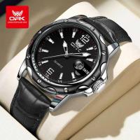 ราคา Men's OPK Watch Original 100% Authentic La Waterproof Luminous Calendar Simple Dial Genuine Leather (43607520836)