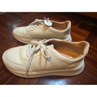 ราคา รองเท้า FitFlop F-Mode leather Platform sneakers in Sand dollar colour (27406712918)